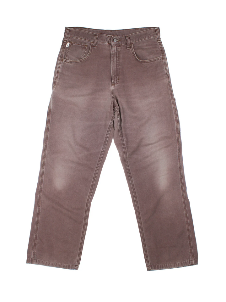 Carhartt Carpenter Jeans in a brown colourway with multiple pockets and the logo embroidered on the back.