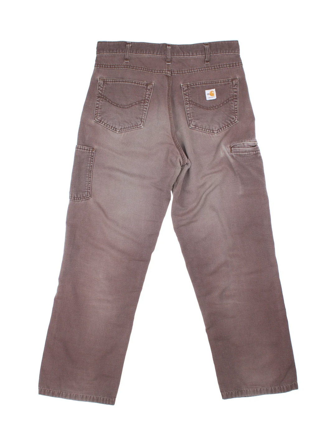 Carhartt Carpenter Jeans in a brown colourway with multiple pockets and the logo embroidered on the back.