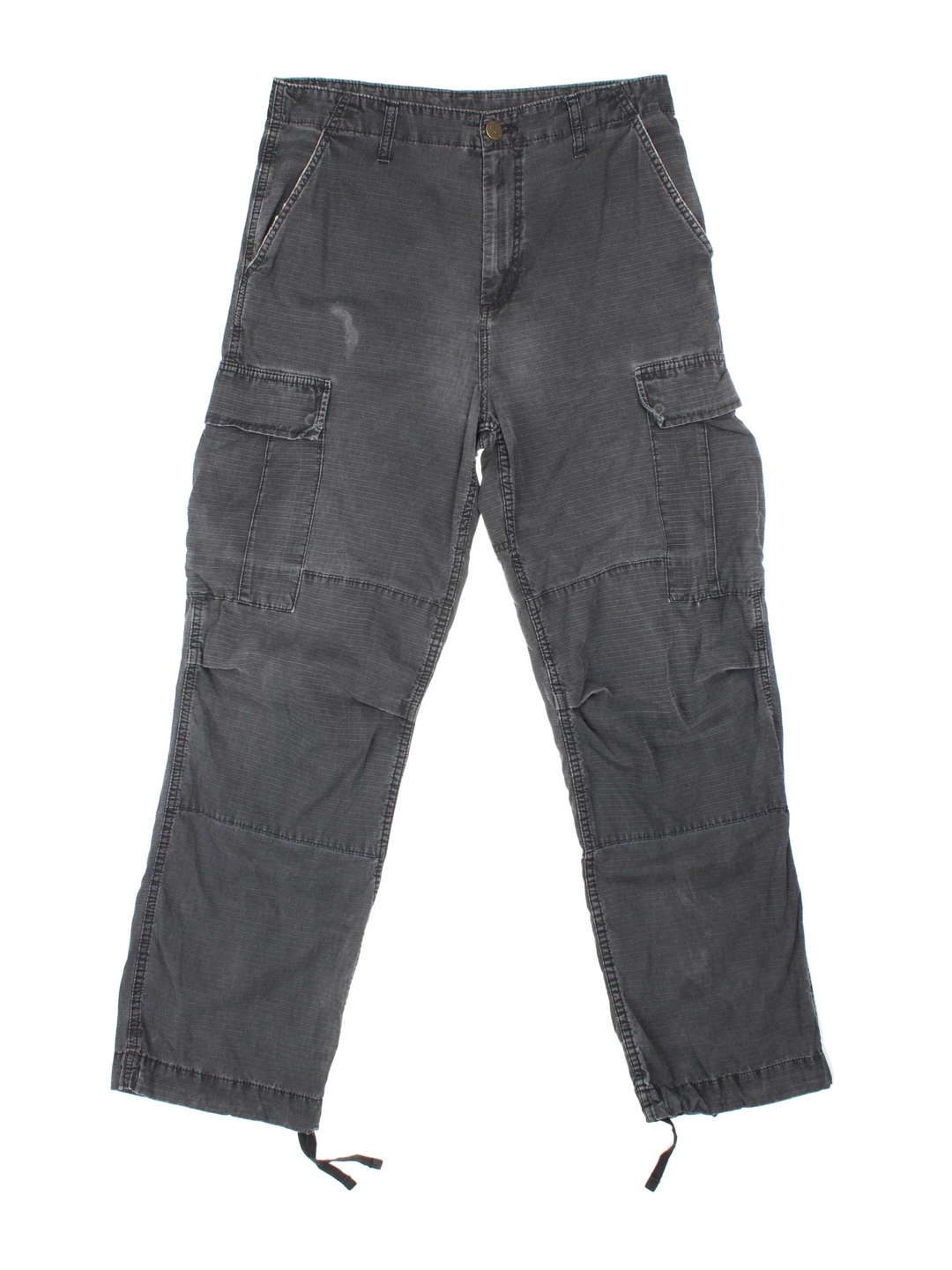 Carhartt Cargo Trousers in a black colourway with multiple pockets and the logo embroidered on the back.