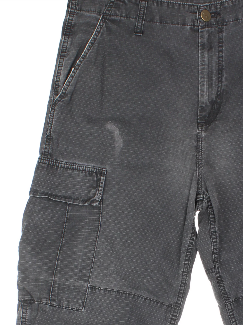 Carhartt Cargo Trousers in a black colourway with multiple pockets and the logo embroidered on the back.