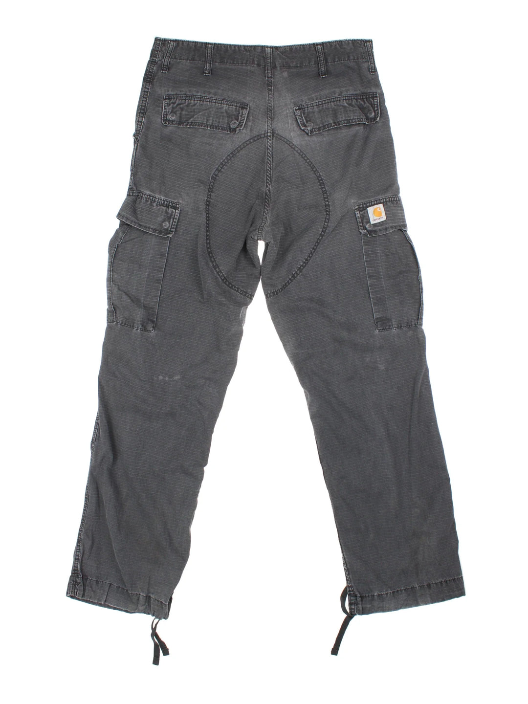 Carhartt Cargo Trousers in a black colourway with multiple pockets and the logo embroidered on the back.