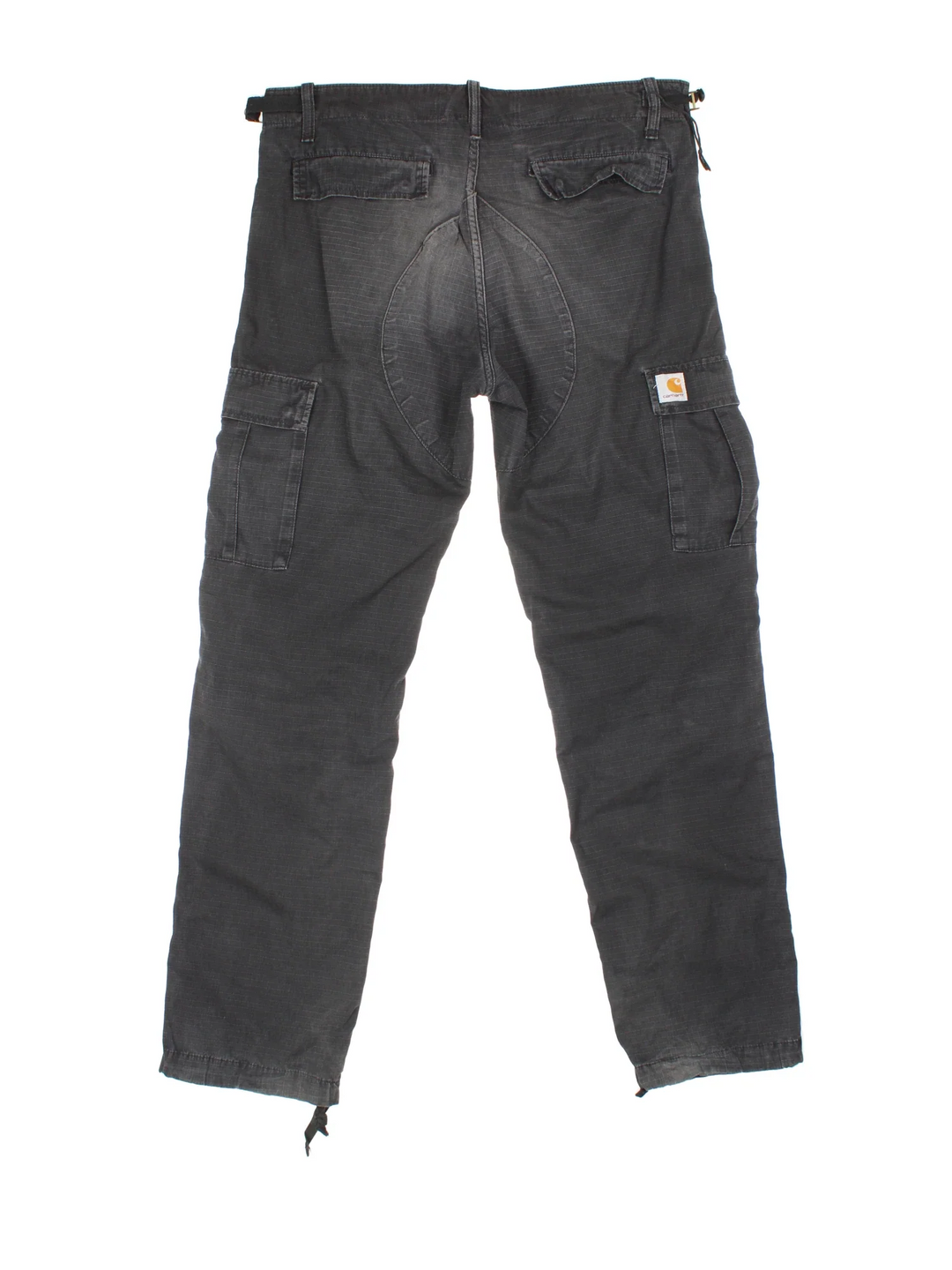 Carhartt Cargo Trousers in a black colourway with multiple pockets and the logo embroidered on the back.