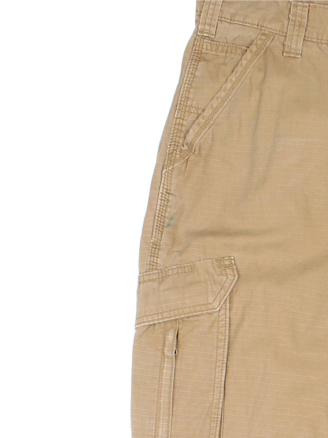 Carhartt Cargo Trousers in a tan colourway with multiple pockets and the logo embroidered on the back.