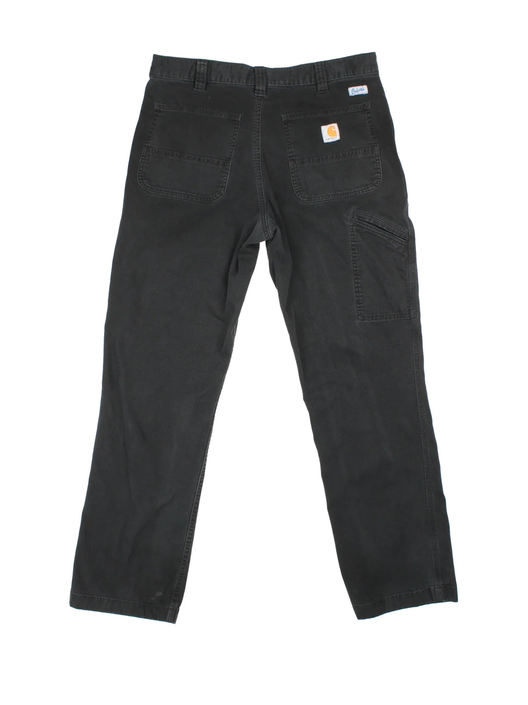 Carhartt Trousers in a black colourway with multiple pockets and the logo embroidered on the back.