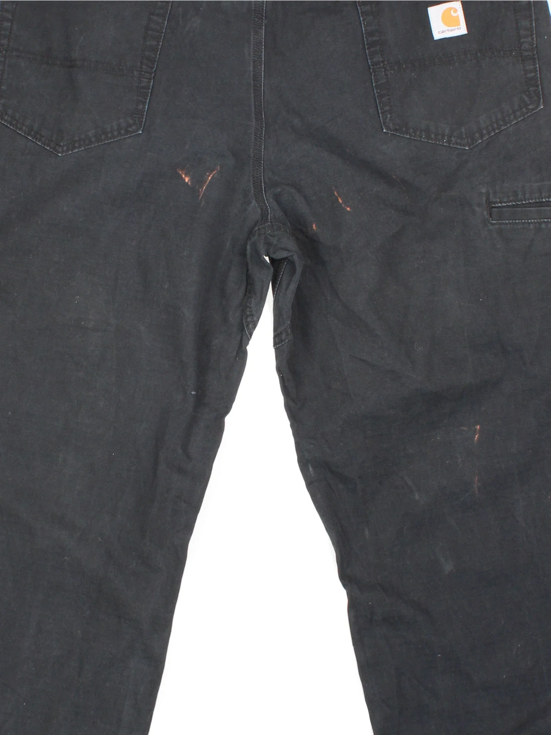 Carhartt Trousers in a black colourway with multiple pockets and the logo embroidered on the back.