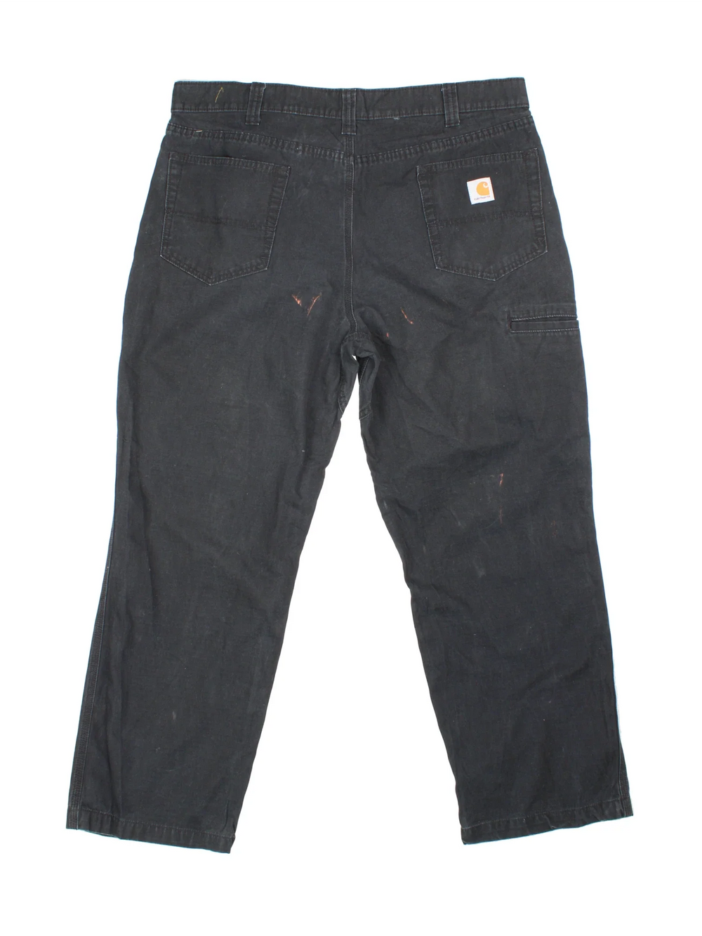 Carhartt Trousers in a black colourway with multiple pockets and the logo embroidered on the back.