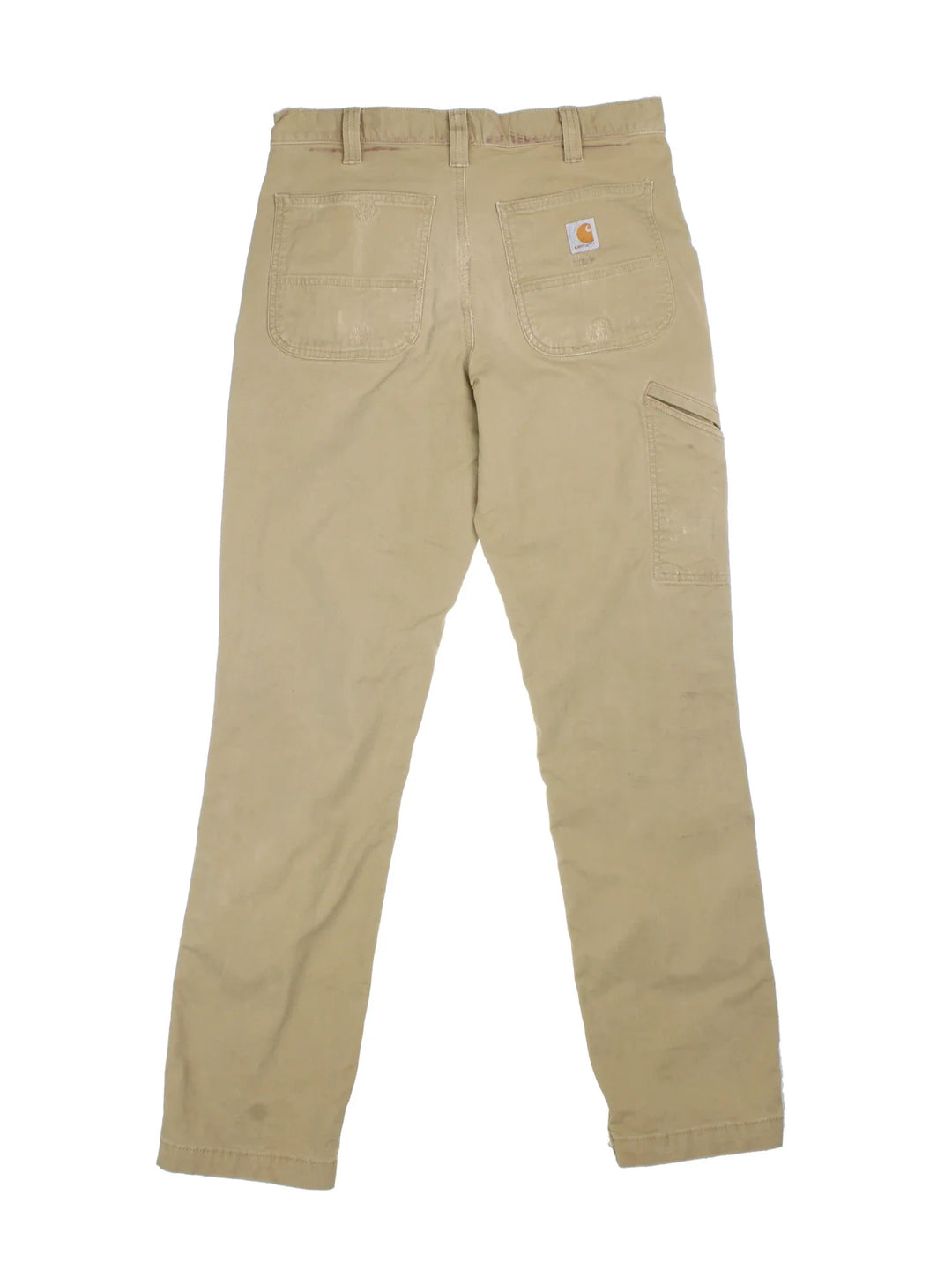 Carhartt Trousers in a tan colourway with multiple pockets and the logo embroidered on the back.