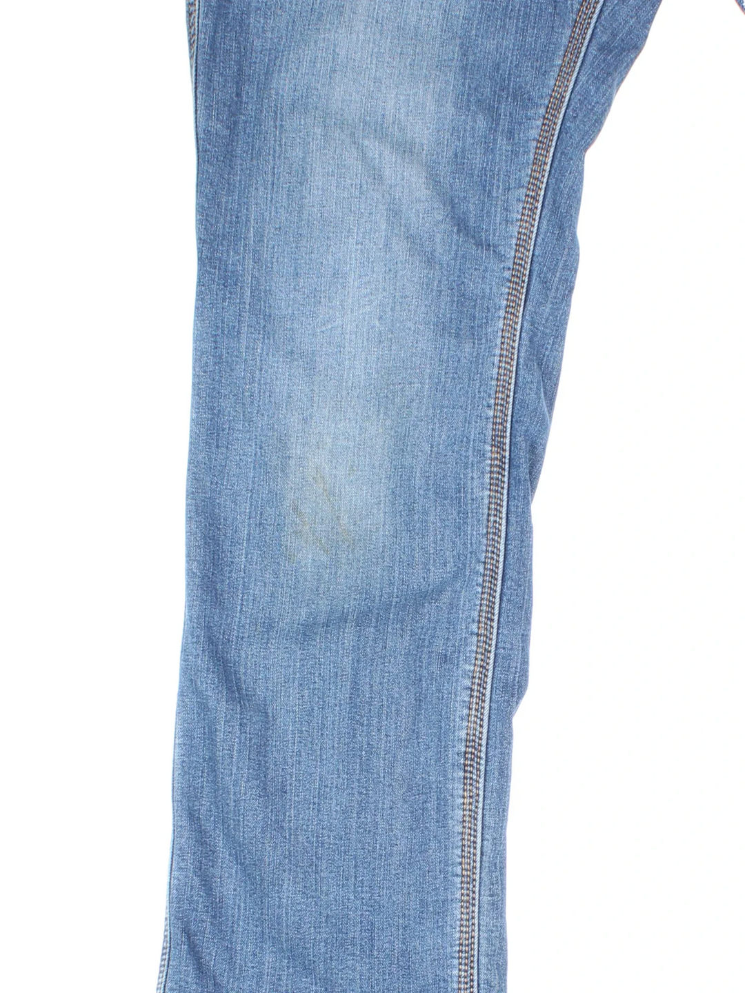 Carhartt Lined Jeans in a blue colourway, with multiple pockets, checked lining and the logo embroidered on the back.