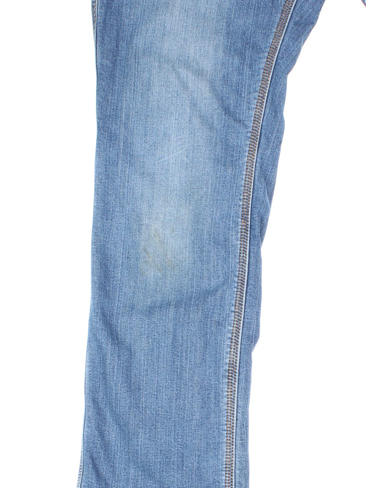 Carhartt Lined Jeans in a blue colourway, with multiple pockets, checked lining and the logo embroidered on the back.