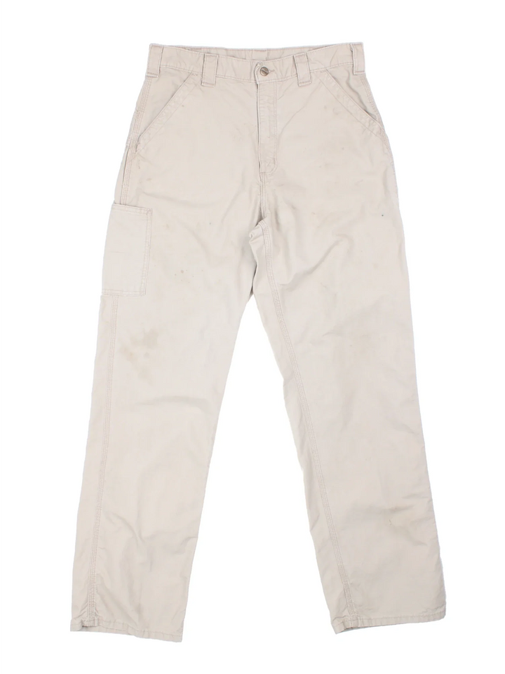 Carhartt Trouser in a tan colourway with multiple pockets and the logo embroidered on the back.