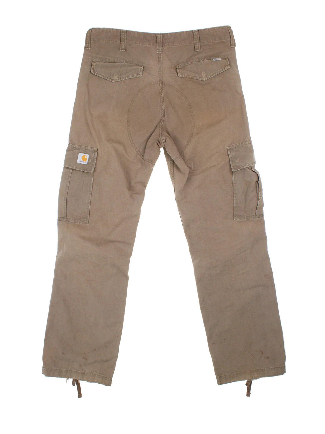 Carhartt Cargo Trousers in a brown colourway with multiple pockets and the logo embroidered on the back.