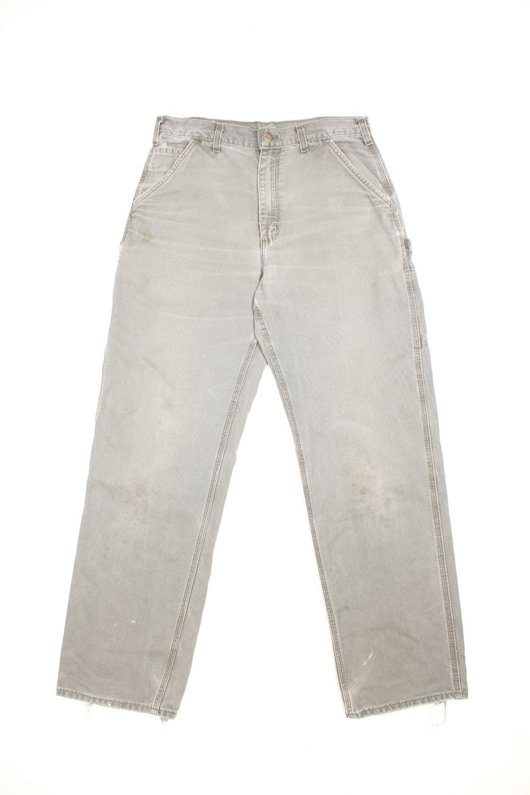 Carhartt Carpenter Jeans in a Khaki green colourway with multiple pockets and the logo embroidered on the back.