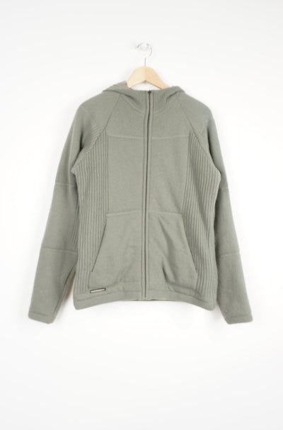 Sage green Nike ACG zip through, insulated knitted fleece features logo on the sleeve and hood 