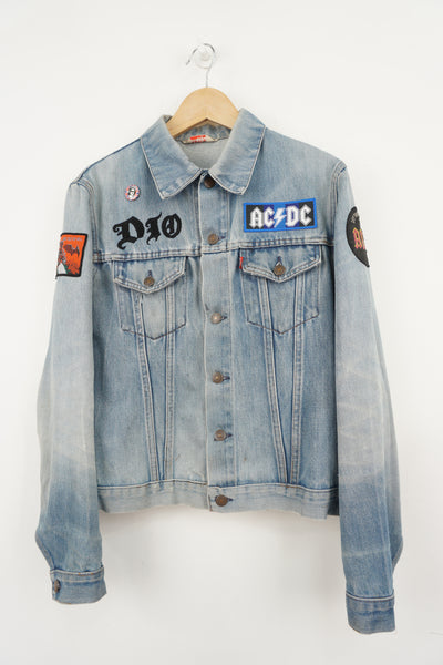 Vintage Levi's 70500 fully embroidered denim jacket with 80's rock / metal band patches and embroidery- ACDC, Meatloaf, Iron Maiden, Y & T , Whitesnake 