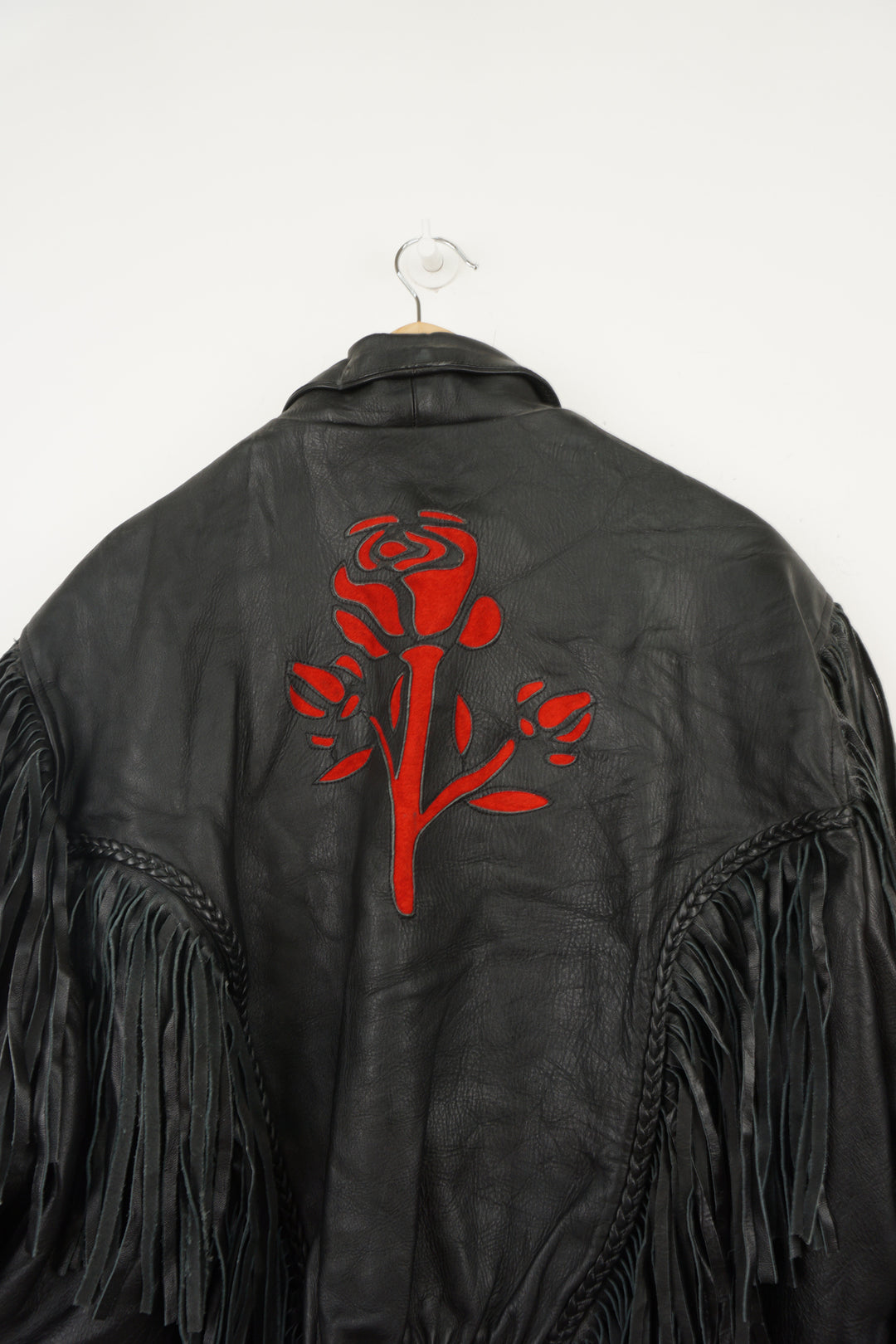 Etches Leather Rose Fringe Jacket