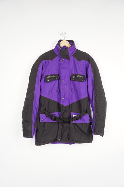 Vintage Belstaff Pro- Toura Cordura black and purple nylon coat with Belstaff logos embroidered on the pockets