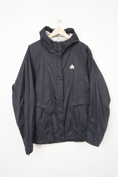 Nike ACG 3 lightweight fit storm zip through black waterproof jacket with high neck and pockets