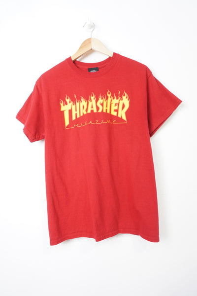 Vintage Thrasher Magazine red spell-out flame graphic t-shirt 