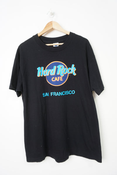 Vintage Hard Rock Cafe San Francisco black t-shirt with spell-out logo on the chest and single stitch sleeves