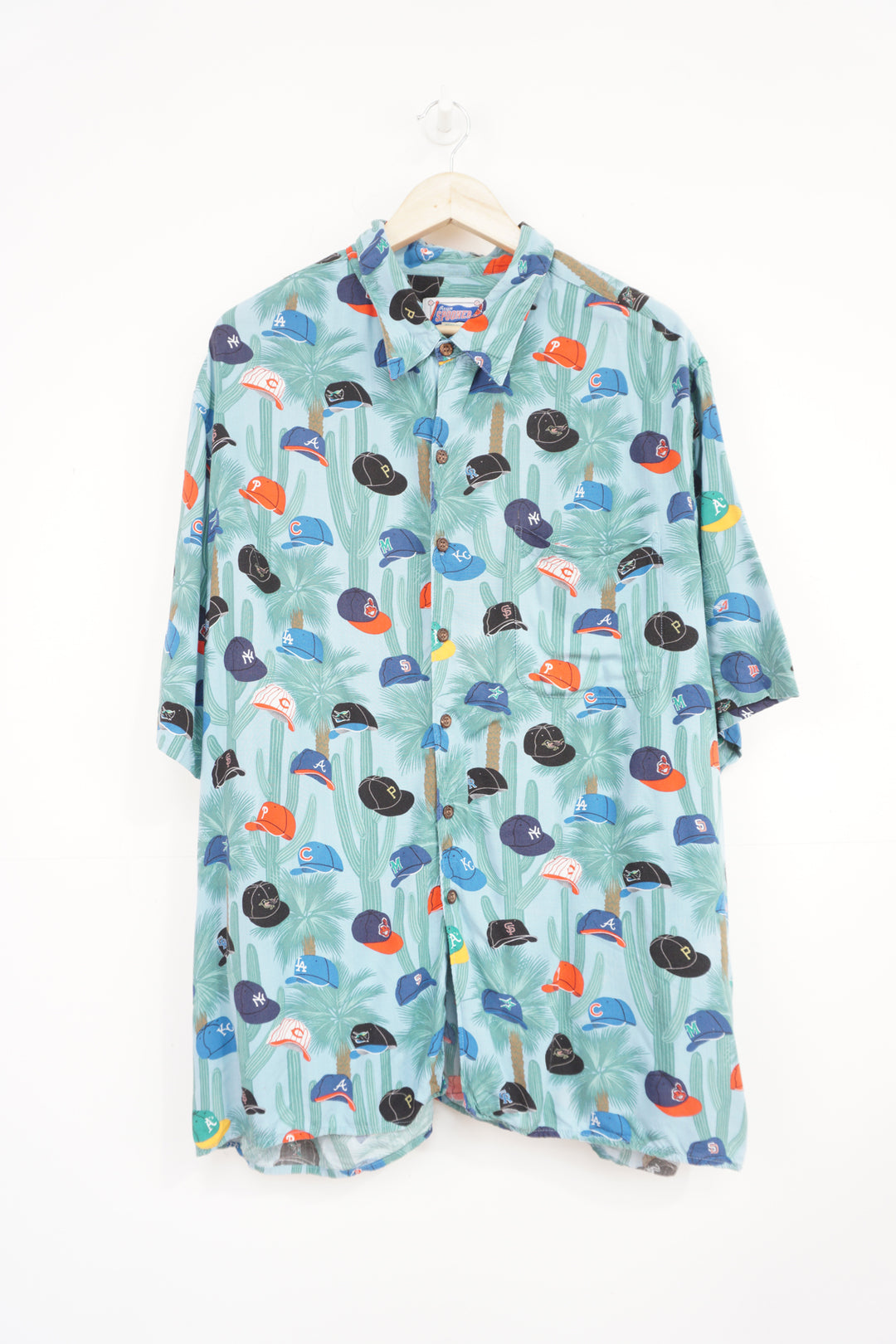 Vintage Major League Baseball Shirt with all over tropical style print 