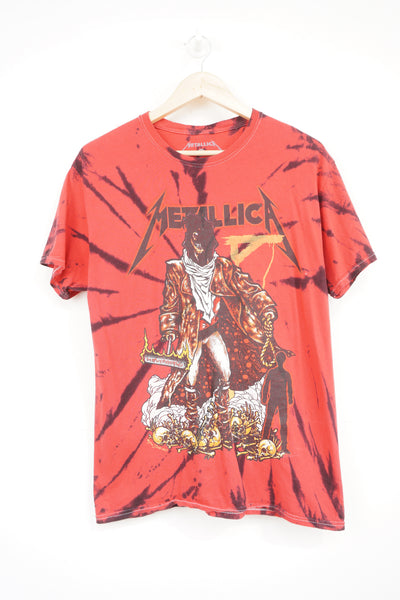 Vintage Metallica Pushead art red and black tie dye t-shirt with graphics on the front and back