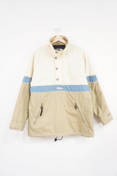 Billabong cream and tan outdoor pullover jacket with quilted lining 