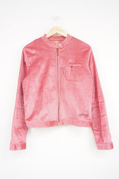 Y2K all pink Roxy zip through corduroy jacket with chest pocket
