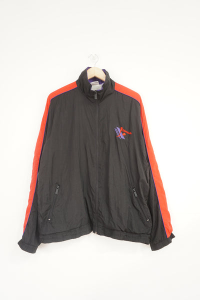 Vintage 90's Reebok zip through black and red shell jacket with embroidered logo on the chest