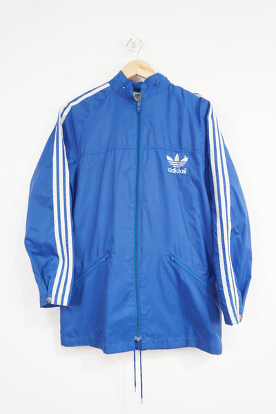 Vintage 90's Adidas blue lightweight windbreaker style jacket with embroidered logo and zip away hood