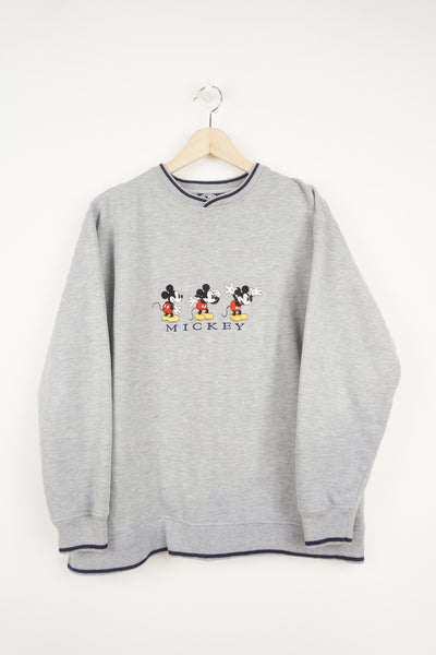 Disney's Mickey and Co grey sweatshirt with embroidered Mickey Mouse graphic on the front and back