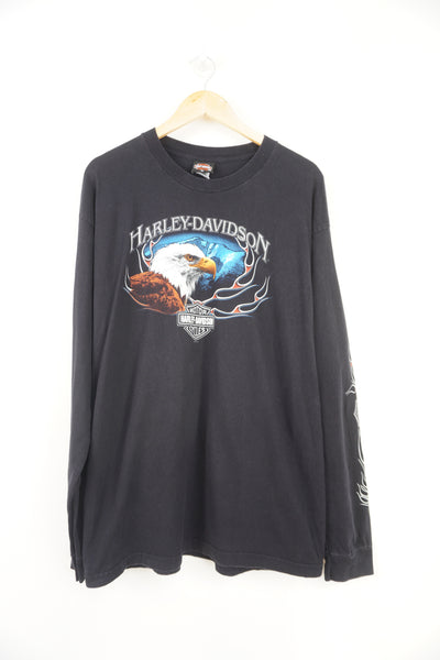 00's Vintage Harley Davidson St Cloud MN long sleeve t-shirt with spell-out graphics on the front, back and sleeves