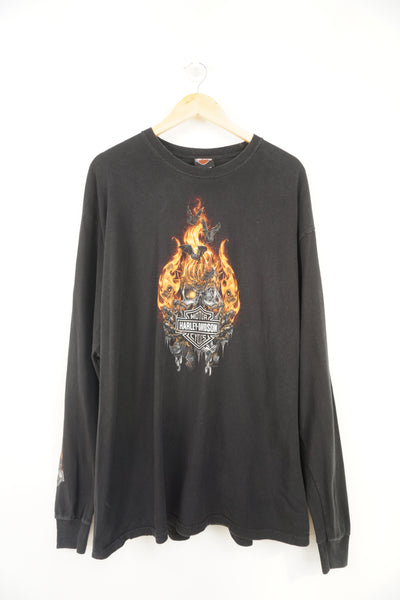 Harley Davidson Sarasota, Florida long sleeve t-shirt with spell-out graphics on the front and back