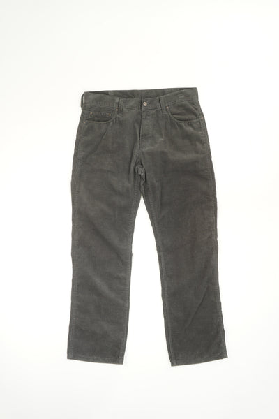 Carhartt 'Western Pant', dark green almost grey corduroy trousers with pockets and signature logo on the back pocket