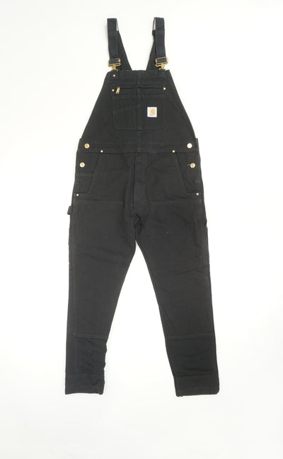 Black Carhartt carpenter style full length heavy duty cotton, double knee dungarees