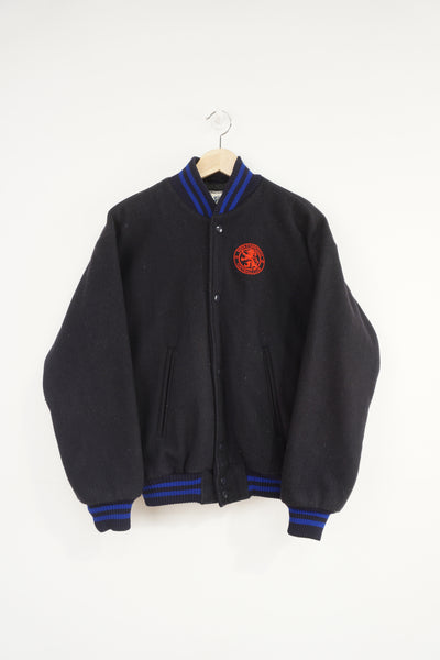 Vintage 80's navy blue wool varsity jacket. Features embroidered Middlesborough F.C  on the chest Vintage 80's navy blue wool varsity jacket. Features embroidered Middlesborough F.C  on the chest 