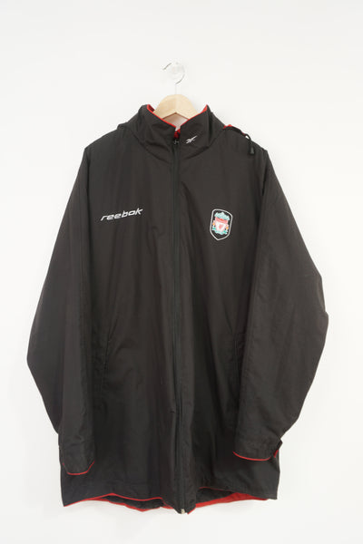 Vintage 2002/06 Reebok x Liverpool F.C bench coat, with embroidered logo on the chest and printed spell-out on the back 