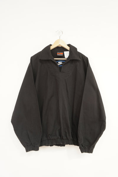 Vintage 90's Nike premier black cotton drill top with embroidered logo on the chest and spell-out logo on the back