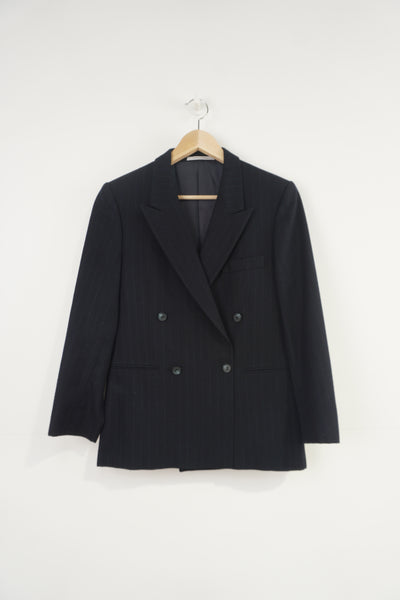 Vintage dark navy Yves Saint Laurent made in France, pin striped button up blazer jacket 