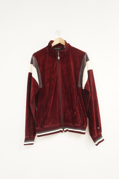 Vintage 1970's Pierre Cardin maroon velour panelled full zip tracksuit top