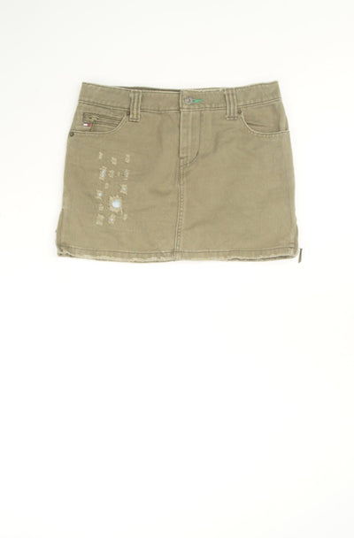 Tommy Hilfiger khaki green cotton mini skirt, with distressed details 