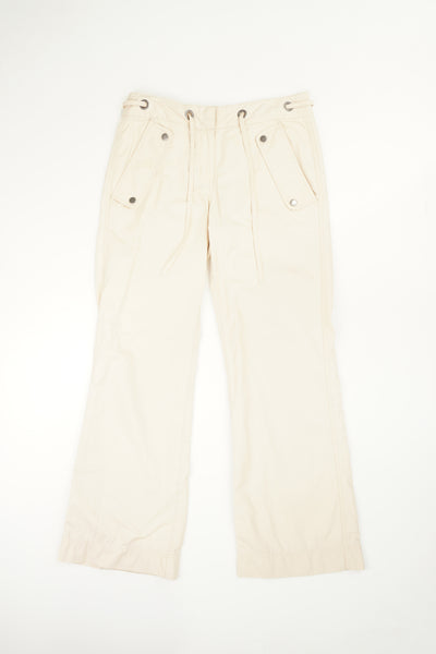 Tommy Hilfiger off cream cargo style slightly flared trousers with chunky pockets and drawstring waist