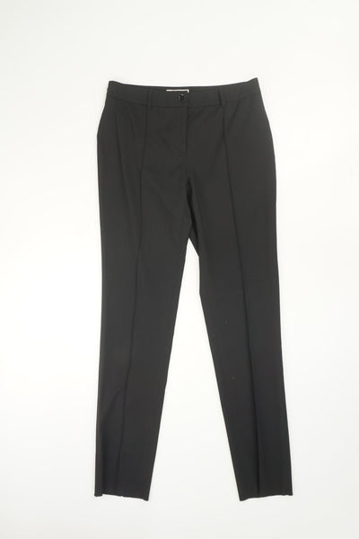 Vintage all black Burberry women's tapered leg trousers 