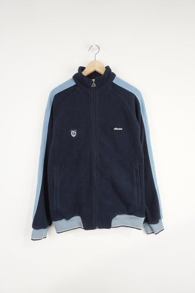 Vintage blue tone Ellesse zip through fleece with embroidered logo on the chest