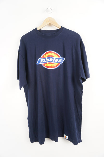 Vintage navy blue tee with Dickies branded logo on the chest