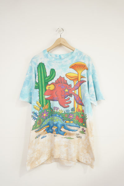 Vintage 1990's Joey Mars 'Paleon' graphic t-shirt by Liquid Blue with all over print and single stitch sleeves