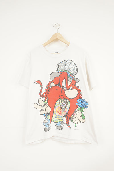 Vintage 1993 Yosemite Sam single stich tee with hippie style graphic on the front and back