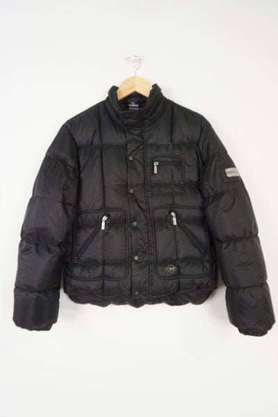 All black Diesel real down puffer jacket with multiple pockets 