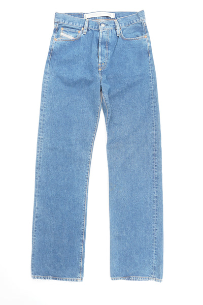 Diesel high waisted 'mom' style straight leg jeans with signature logo on the pocket