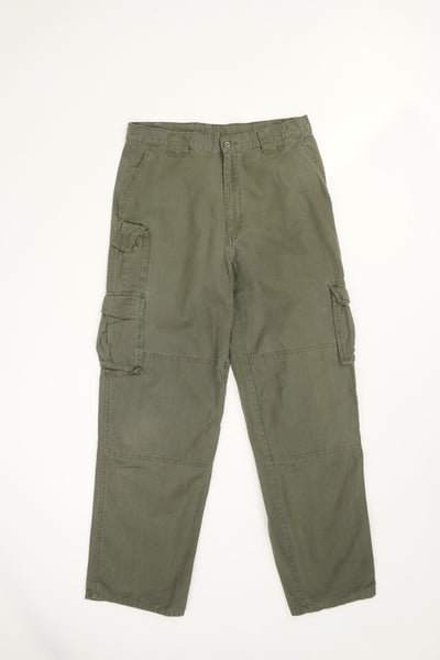 Dickies khaki green cargo trousers with embroidered logo on the back pocket