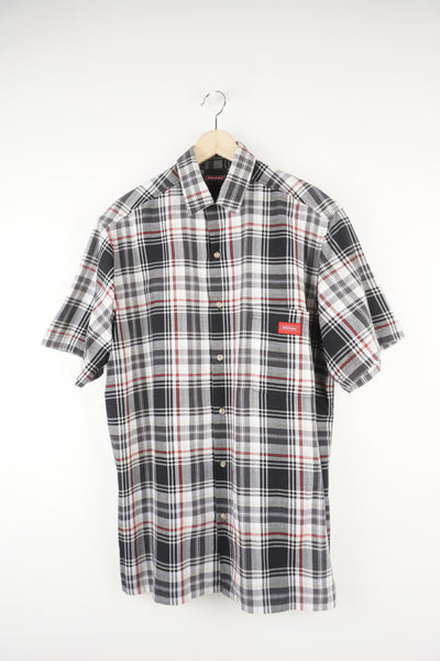 Vintage black Dickies checked button up shirt with short sleeves